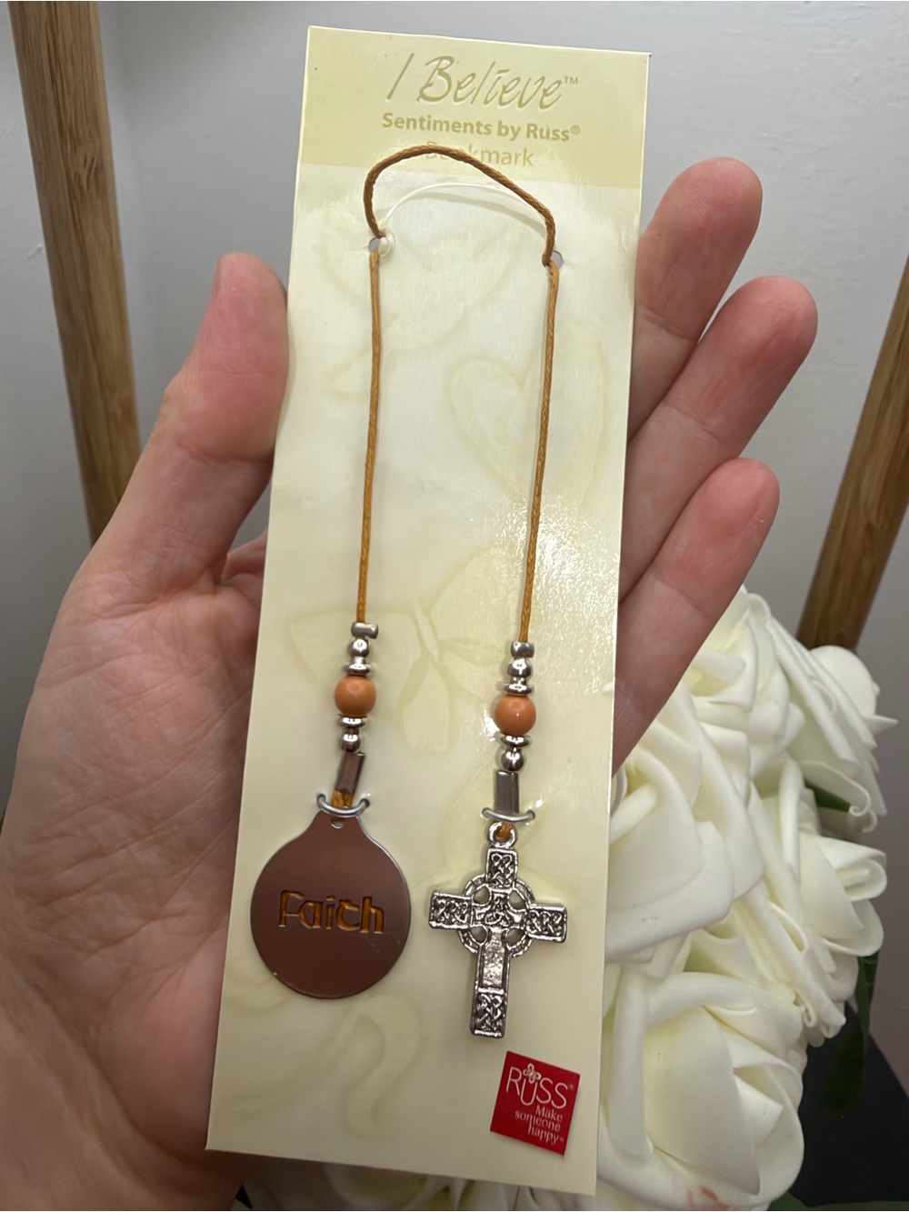I Believe Faith Cross book marked Necklace - Brown